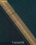 Turquoise Blue Striped Pure Maheshwari Silk Cotton Handloom Saree — Border