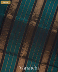 Turquoise Blue Striped Pure Maheshwari Silk Cotton Handloom Saree — Pallu