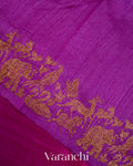 Purple and Rani Pink Ombre-Dyed Raw Silk Handloom Saree