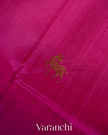 Purple and Rani Pink Ombre-Dyed Raw Silk Handloom Saree