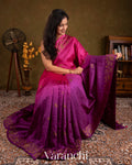 Purple and Rani Pink Ombre-Dyed Raw Silk Handloom Saree