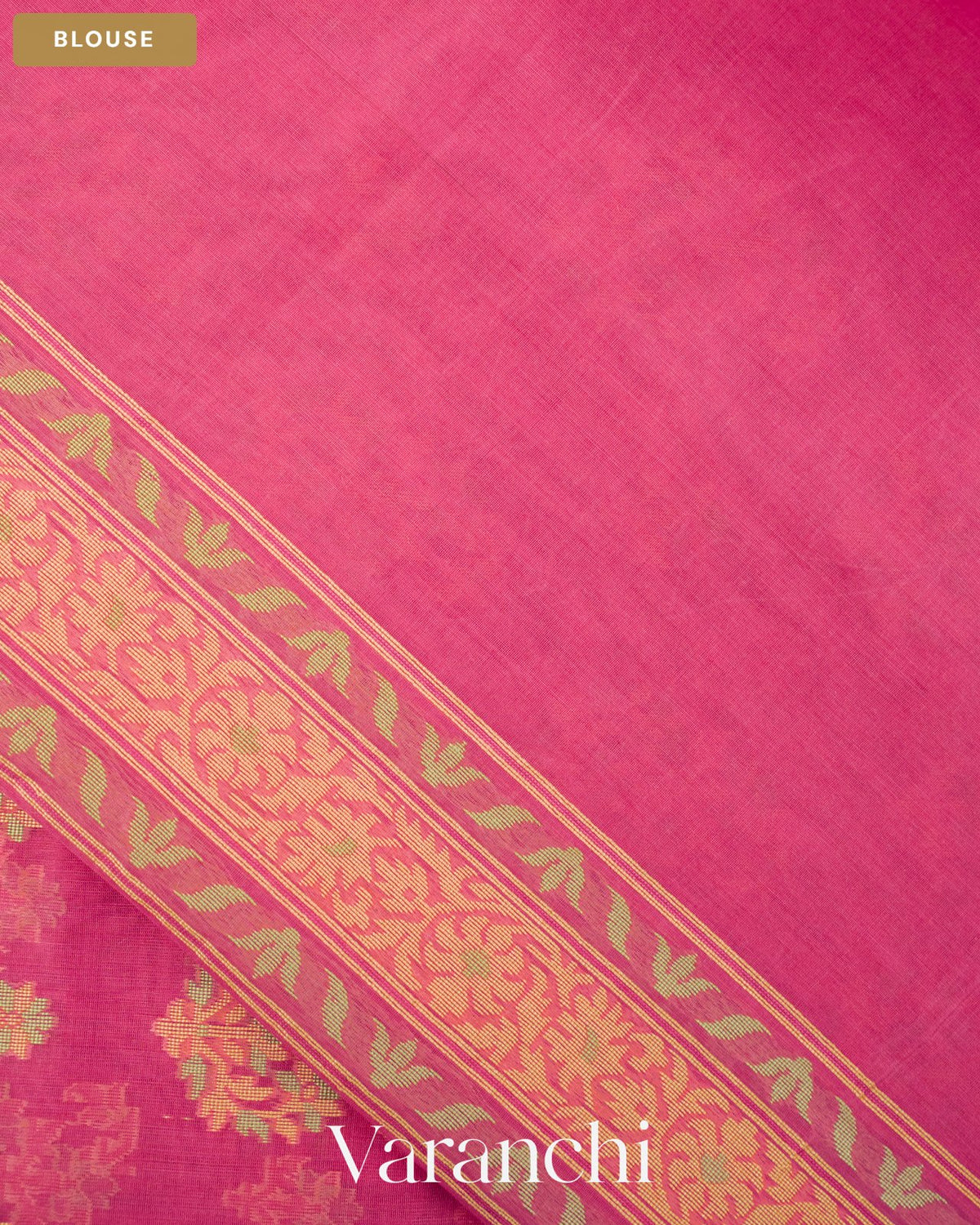 Magenta Pink Jamdani Pure Kora Silk Cotton Saree — Blouse