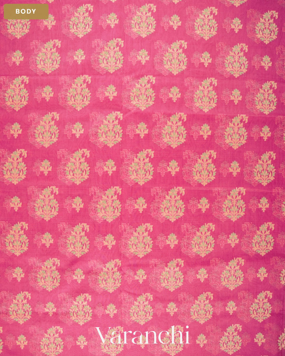 Magenta Pink Jamdani Pure Kora Silk Cotton Saree — Body