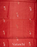 Tulip Red Jamdani Pure Tussar Tissue Silk Handloom Saree