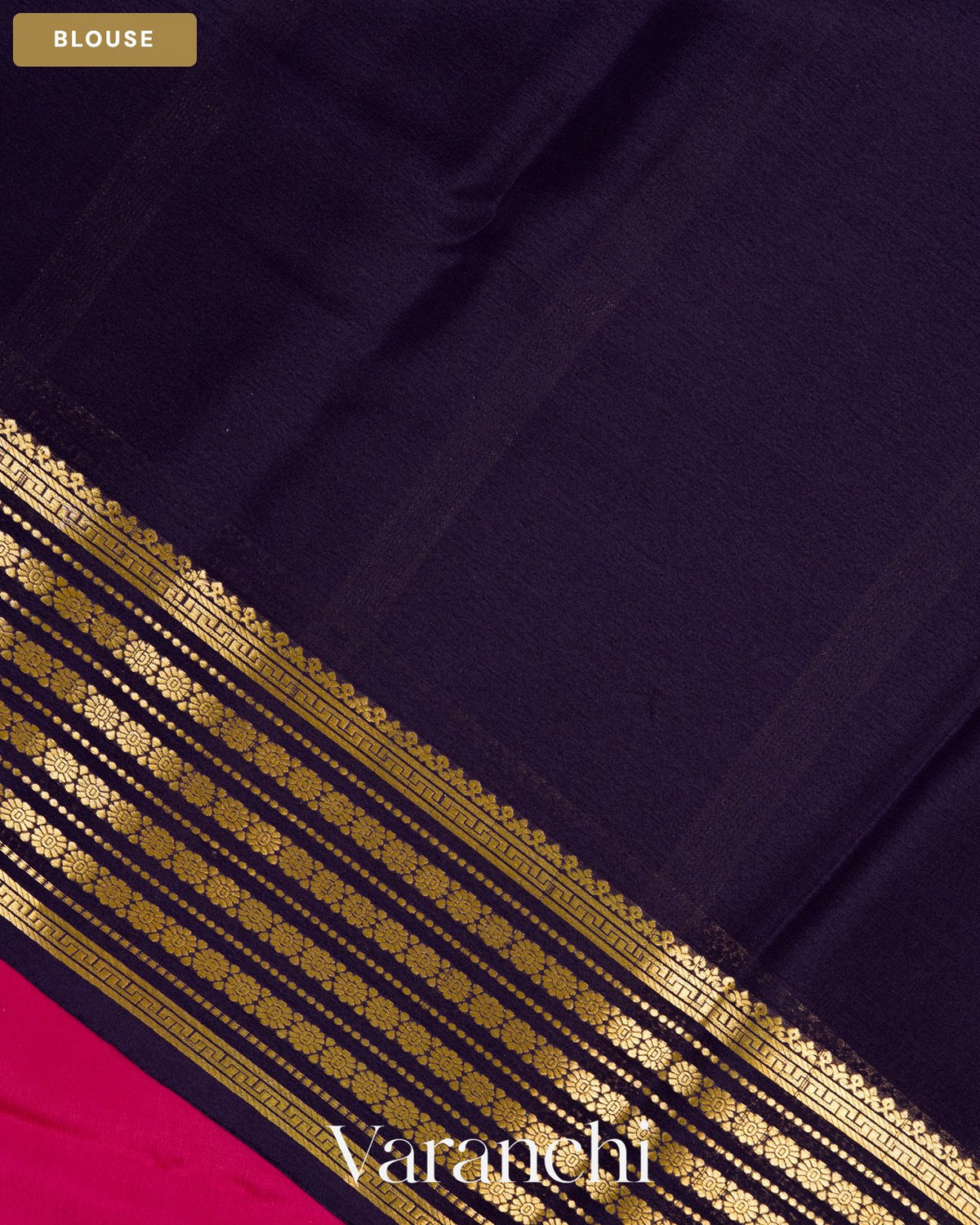 Rani Pink Pure Mysore Crepe Silk Saree — Blouse
