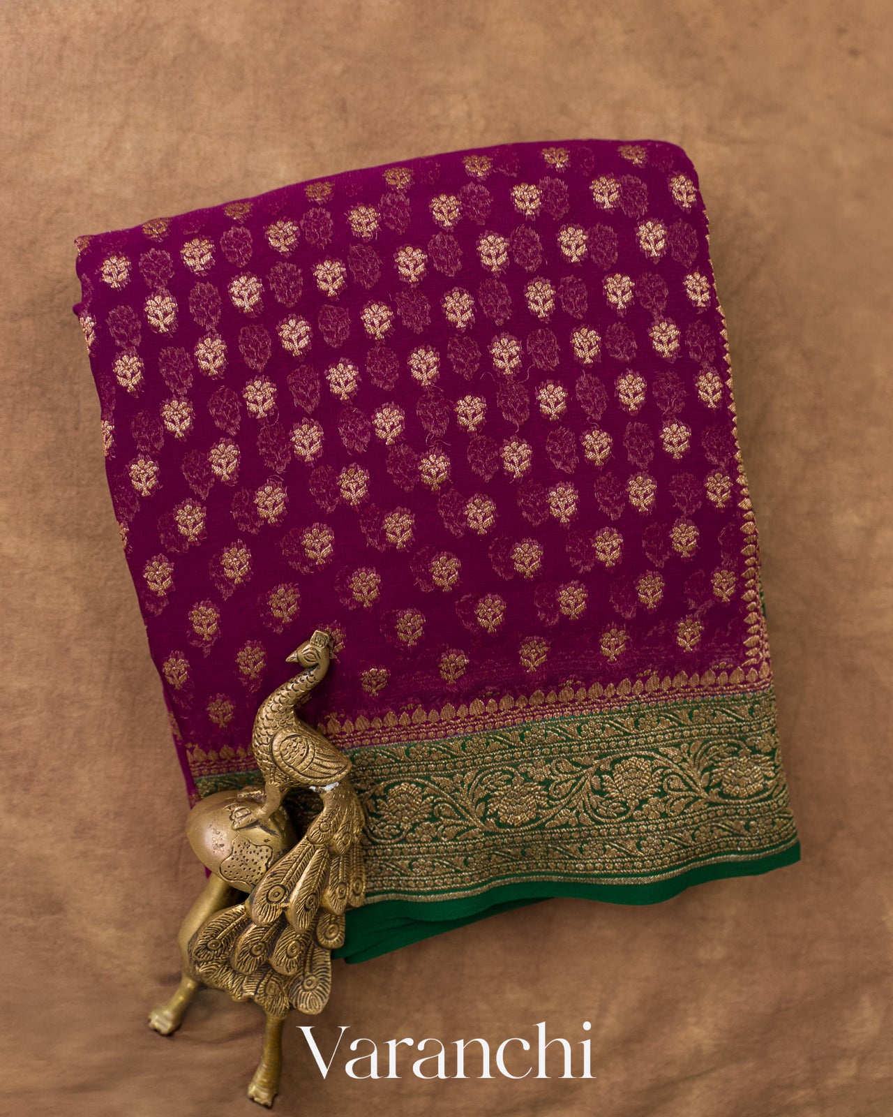 Magenta Pure Khaddi Georgette Silk Handloom Saree