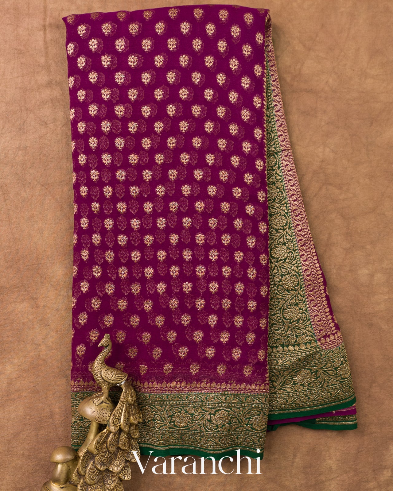 Magenta Pure Khaddi Georgette Silk Handloom Saree