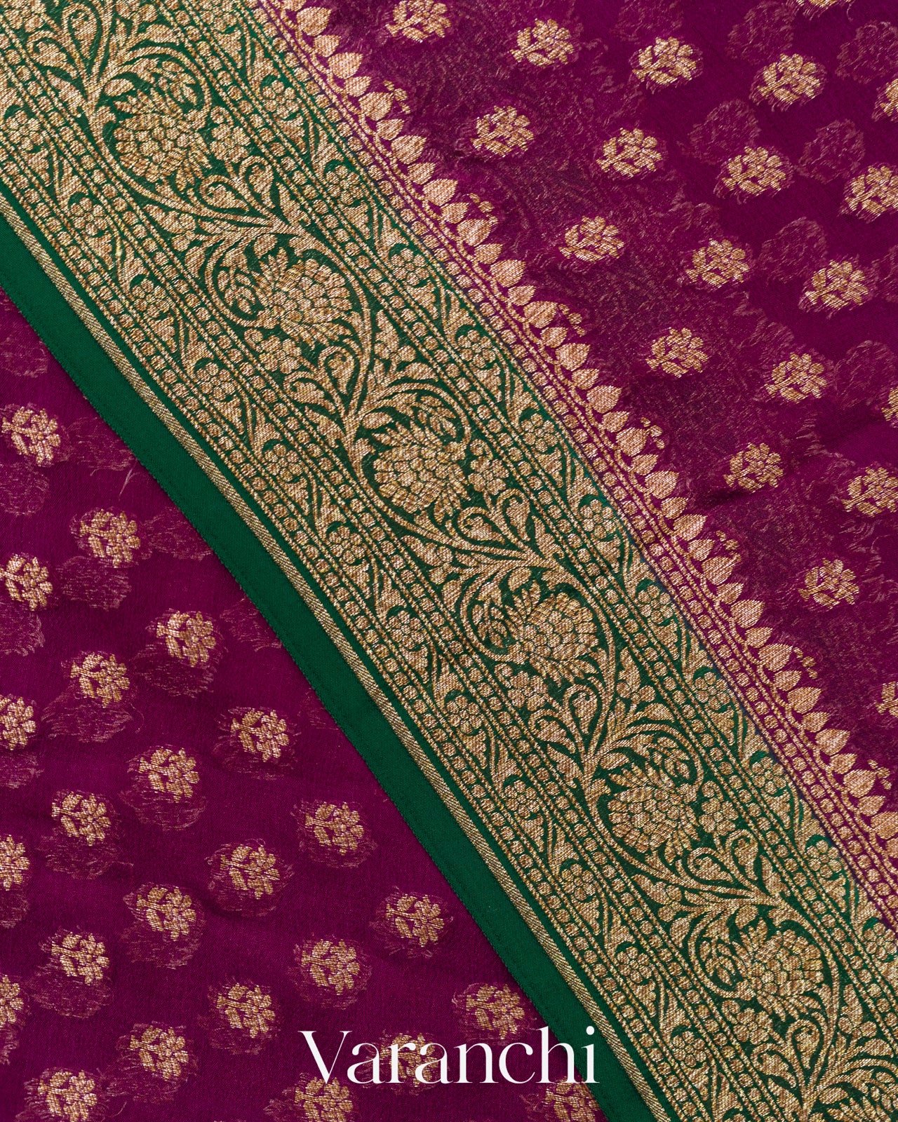 Magenta Pure Khaddi Georgette Silk Handloom Saree