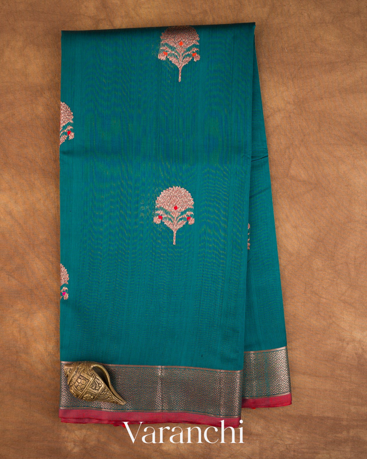 Peacock Blue Pure Chanderi Silk Cotton Handloom Saree