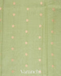 Pista Green Pichwai Digital Printed Pure Chiniya Silk Saree