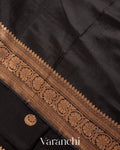 Jet Black Pure Katan Silk Handloom Saree