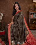 Charcoal Black Pure Georgette Silk Saree