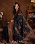 Black Lehariya Pure Raw Silk Handloom Saree