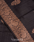 Jet Black Raw Silk Handloom Saree