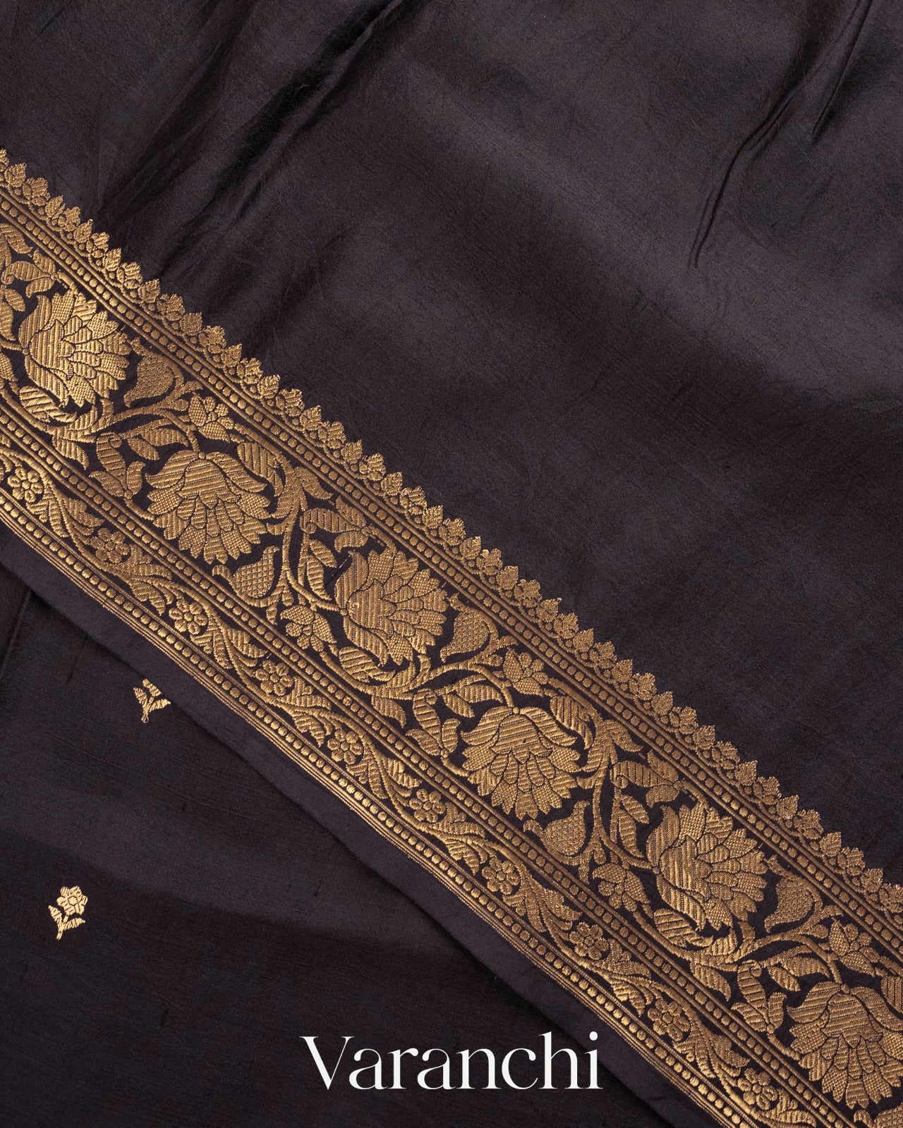 Black Pure Katan Silk Handloom Saree