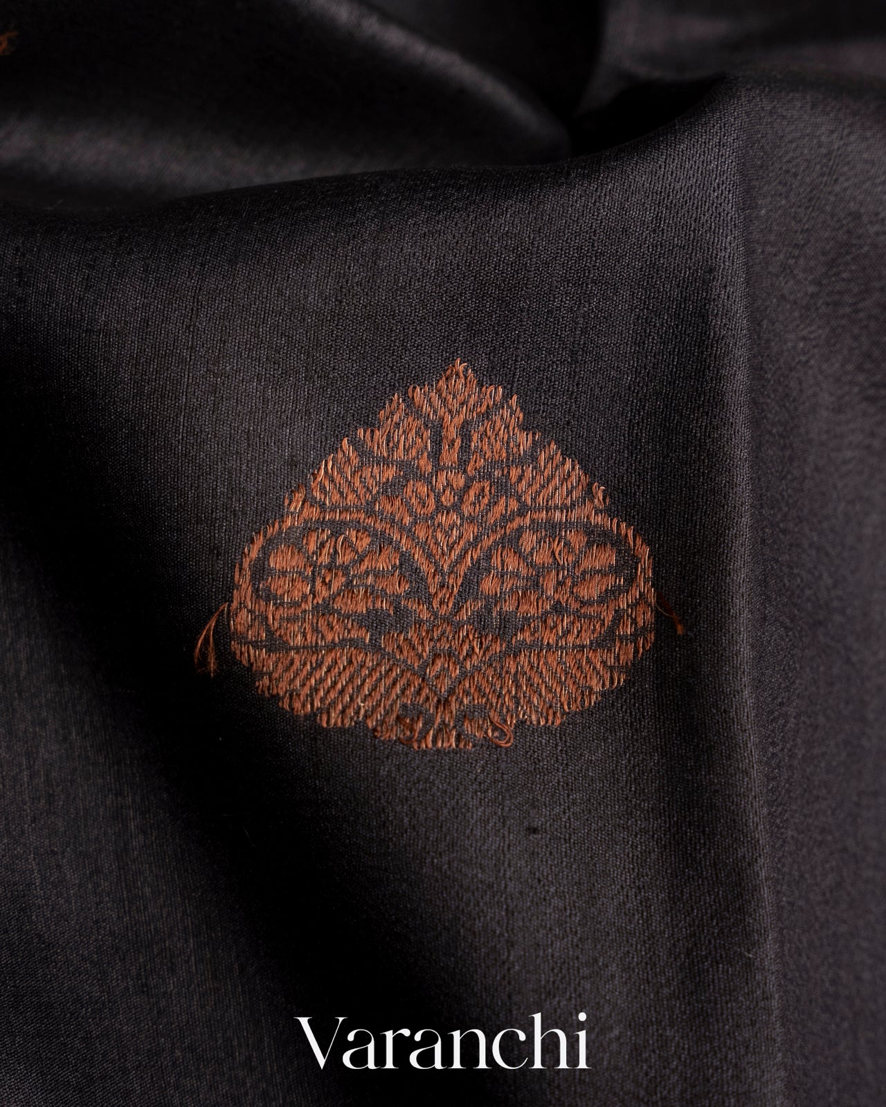 Black Pure Tussar Silk Handlooom Saree