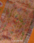 Tangerine Orange Floral Printed Pure Chanderi Silk Cotton Saree