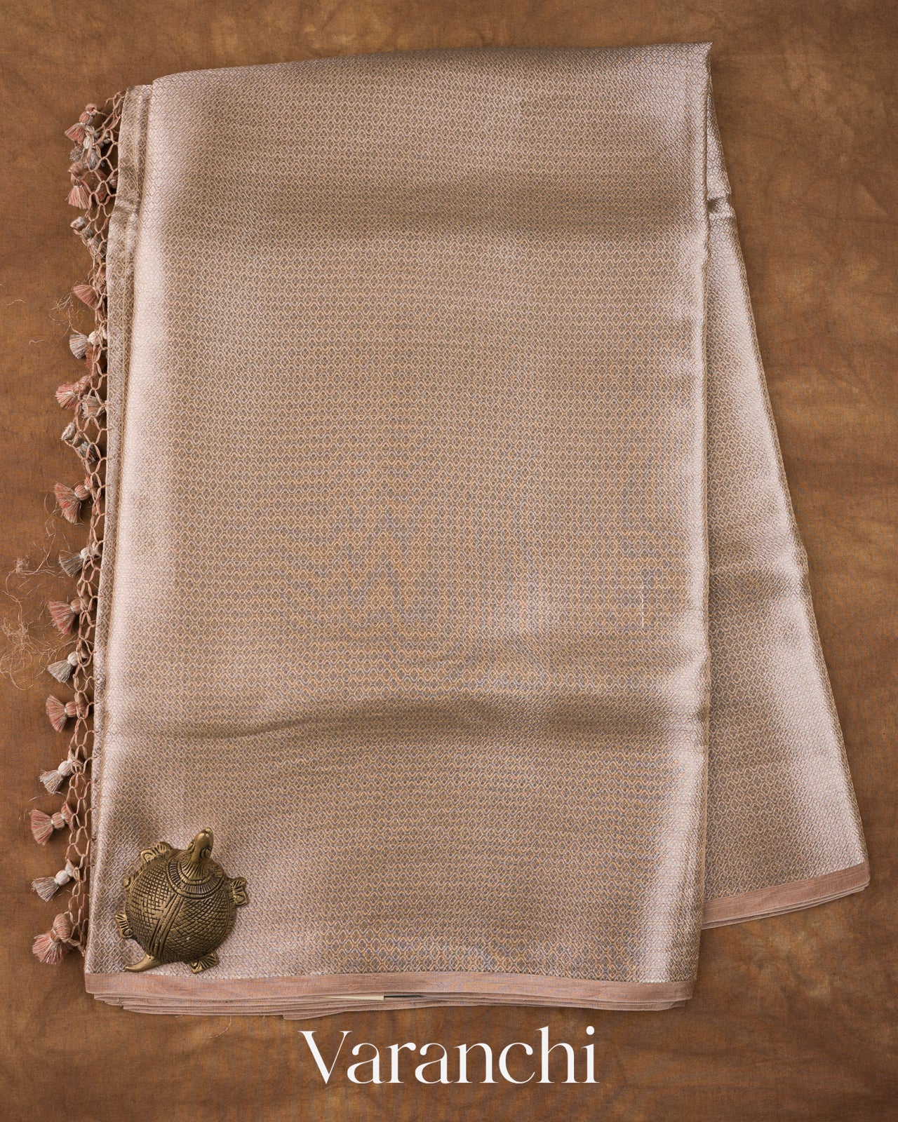 Rosewood Heavy Brocade Pure Kora Silk Saree