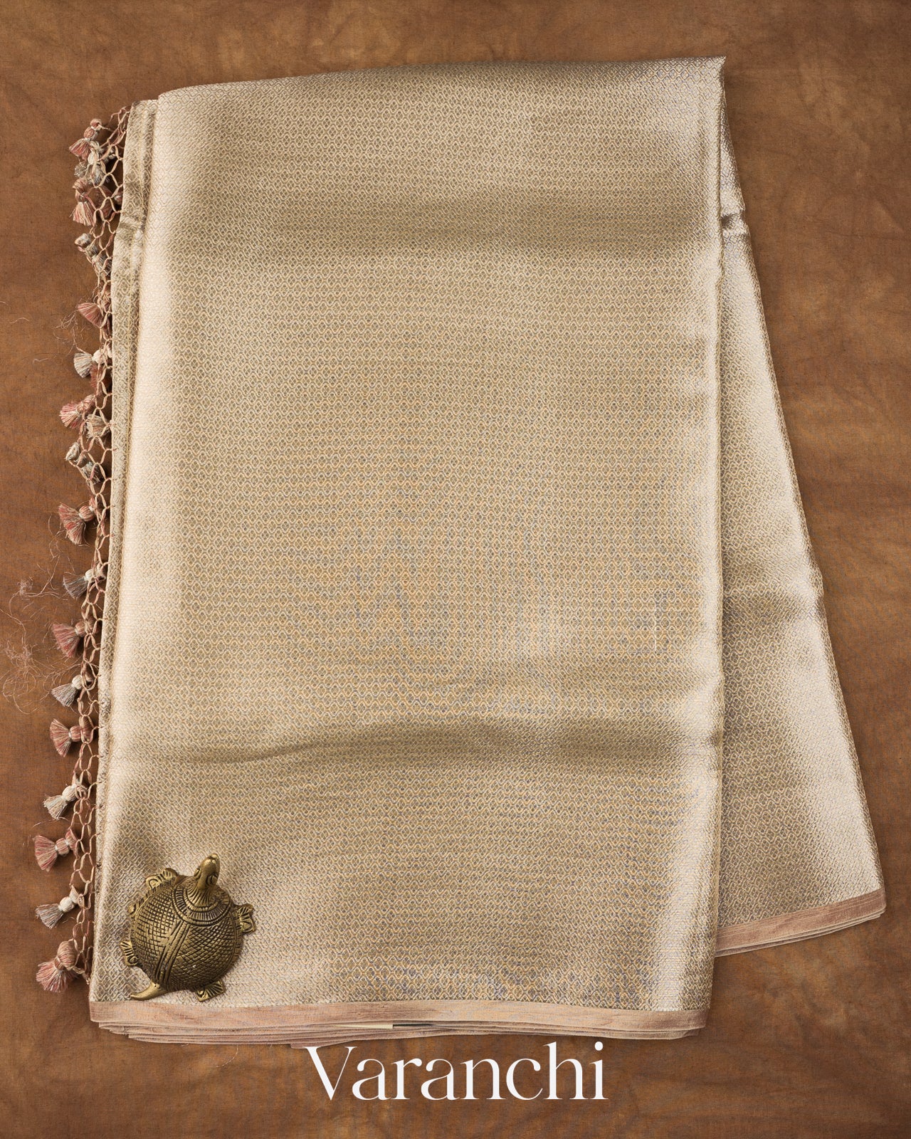 Rosewood Heavy Brocade Pure Kora Silk Saree