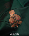 Bottle Green Pure Chanderi Silk Cotton Handloom Saree