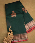 Bottle Green Pure Chanderi Silk Cotton Handloom Saree