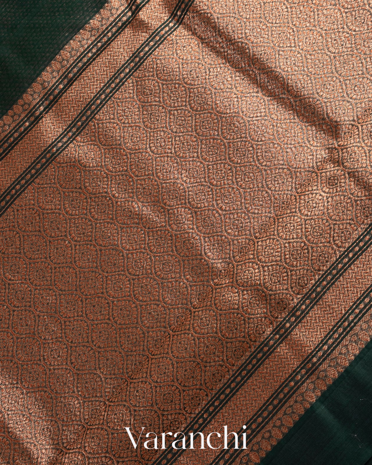 Bottle Green Pure Chanderi Silk Cotton Handloom Saree