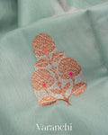 Powder Blue Pure Chanderi Silk Cotton Handloom Saree