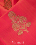 Reddish Pink Pure Chanderi Silk Cotton Handloom Saree