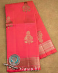 Reddish Pink Pure Chanderi Silk Cotton Handloom Saree