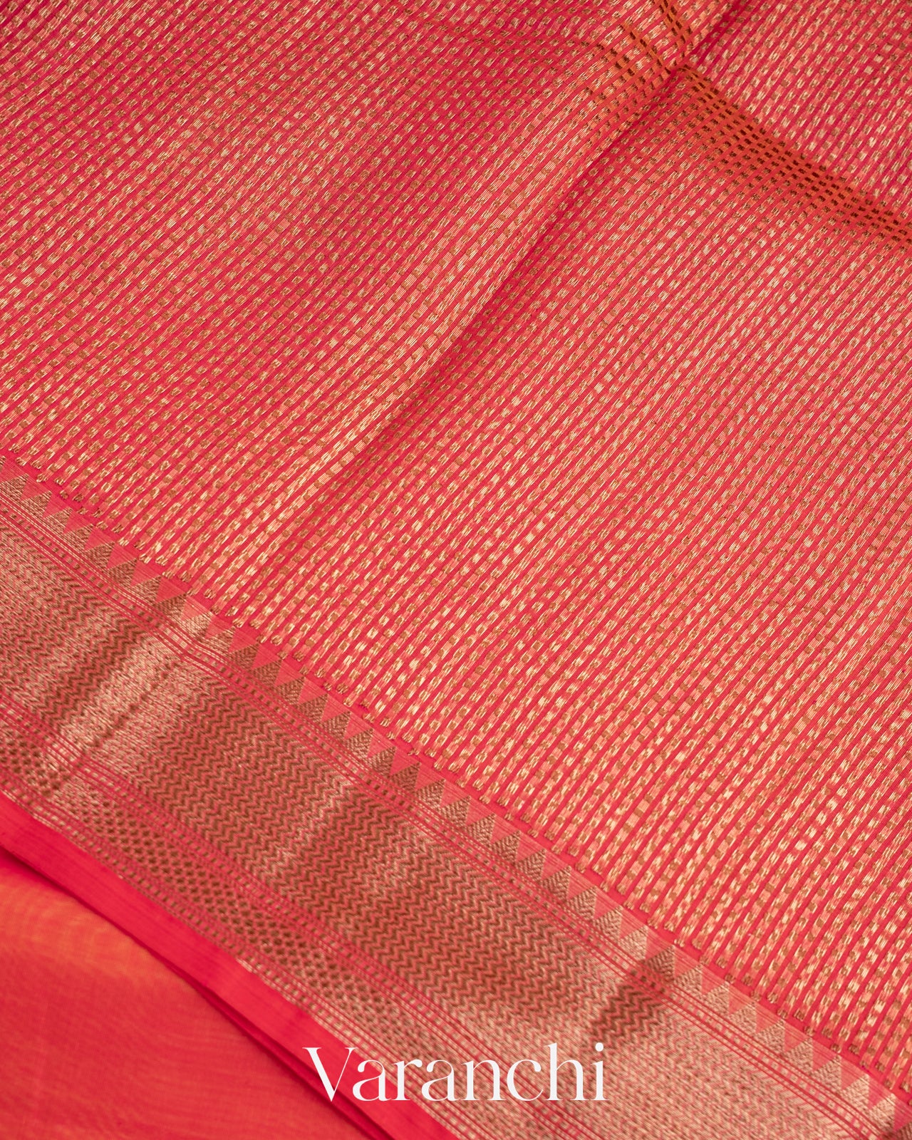 Reddish Pink Pure Chanderi Silk Cotton Handloom Saree