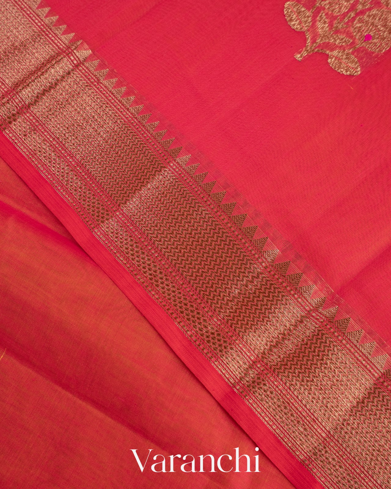 Reddish Pink Pure Chanderi Silk Cotton Handloom Saree