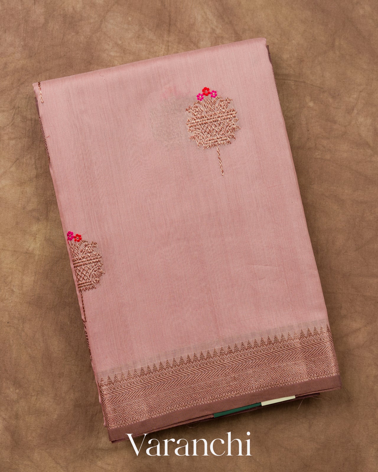 Blush Pink Pure Chanderi Silk Cotton Handloom Saree