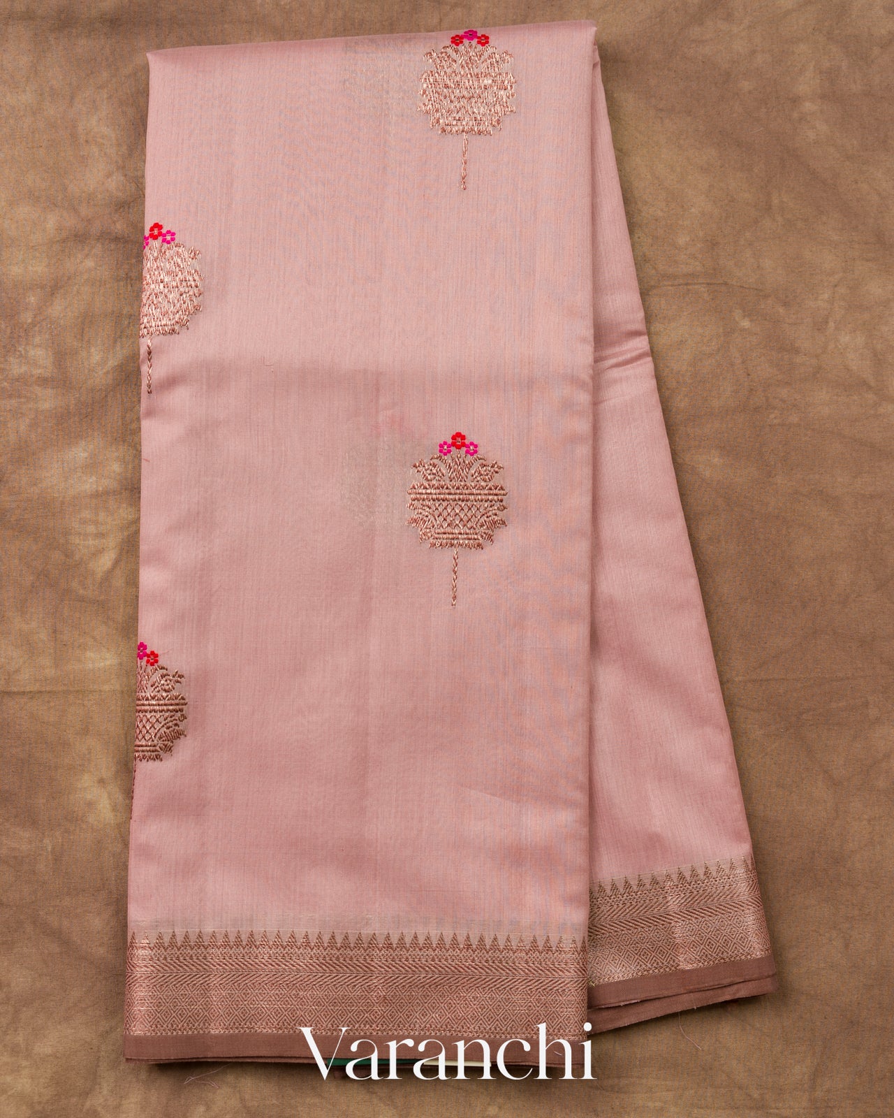 Blush Pink Pure Chanderi Silk Cotton Handloom Saree