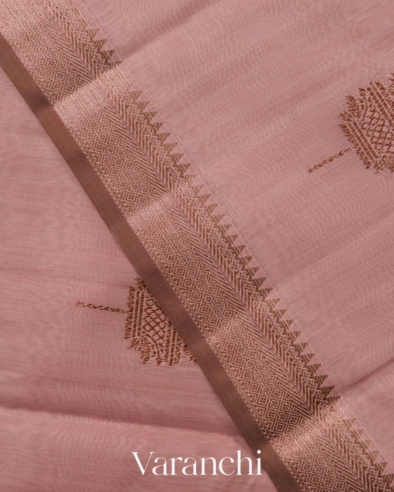 Blush Pink Pure Chanderi Silk Cotton Handloom Saree