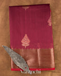 Wine Pink Pure Chanderi Silk Cotton Handloom Saree