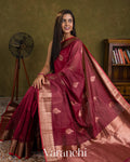 Wine Pink Pure Chanderi Silk Cotton Handloom Saree