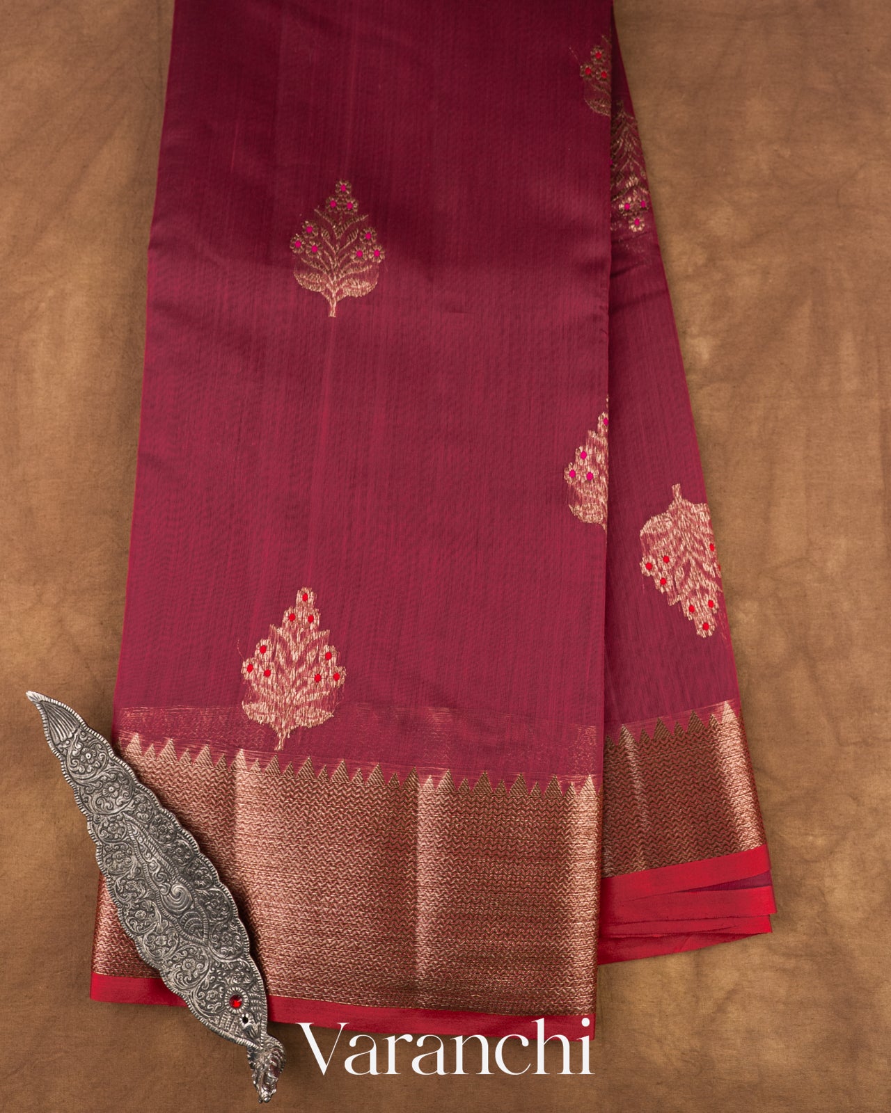 Wine Pink Pure Chanderi Silk Cotton Handloom Saree
