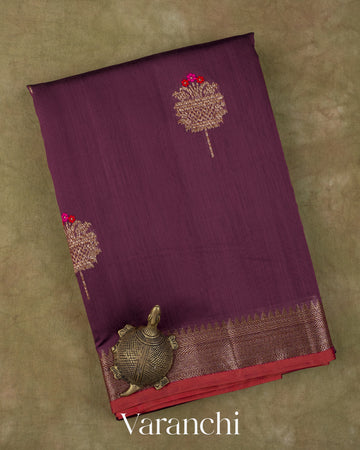 Wine Purple Pure Chanderi Silk Cotton Handloom Saree