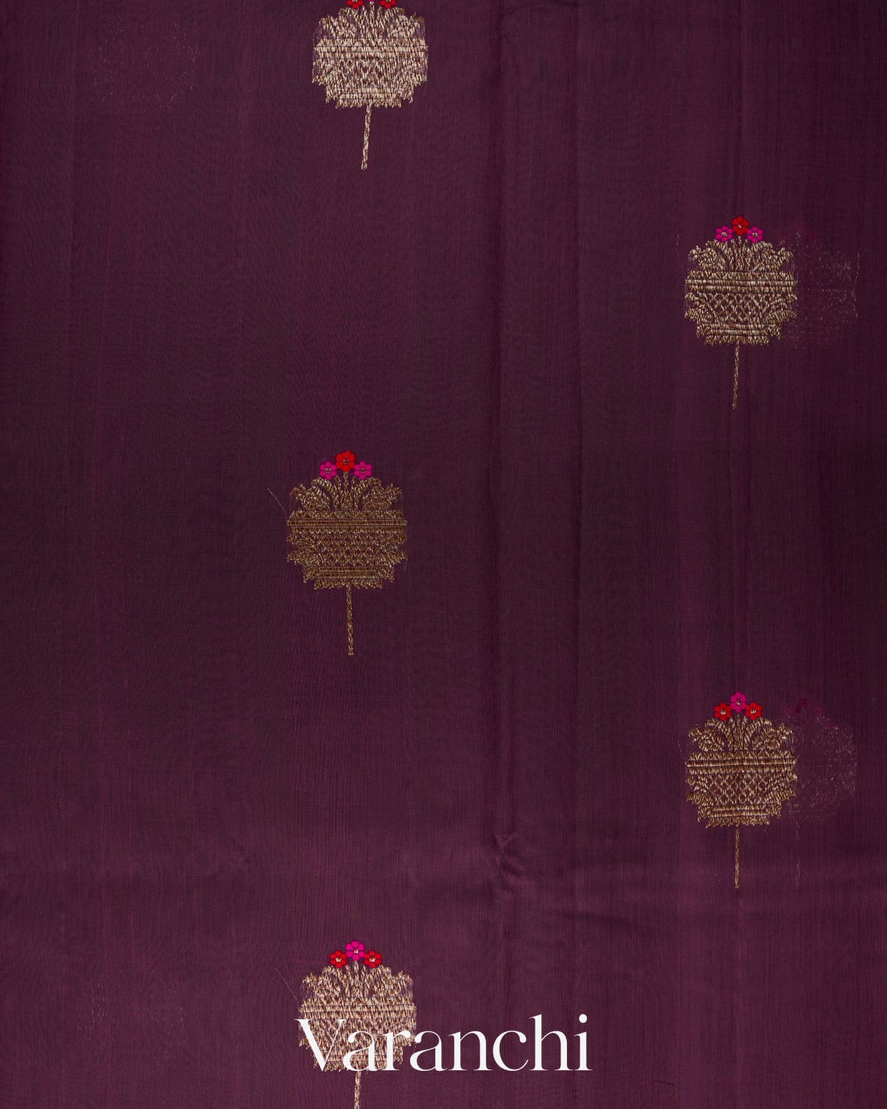 Wine Purple Pure Chanderi Silk Cotton Handloom Saree