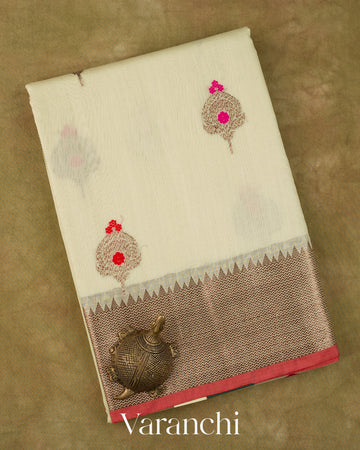 Ivory Pure Chanderi Silk Cotton Handloom Saree