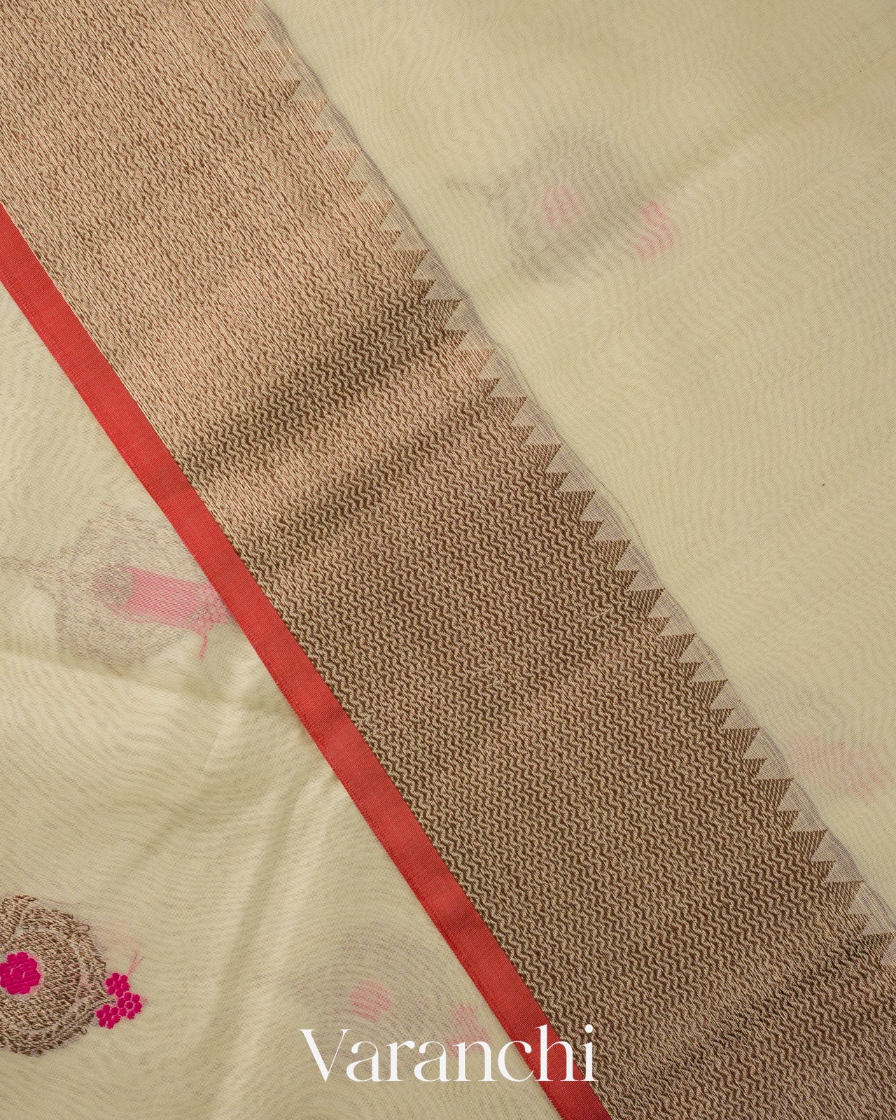 Ivory Pure Chanderi Silk Cotton Handloom Saree