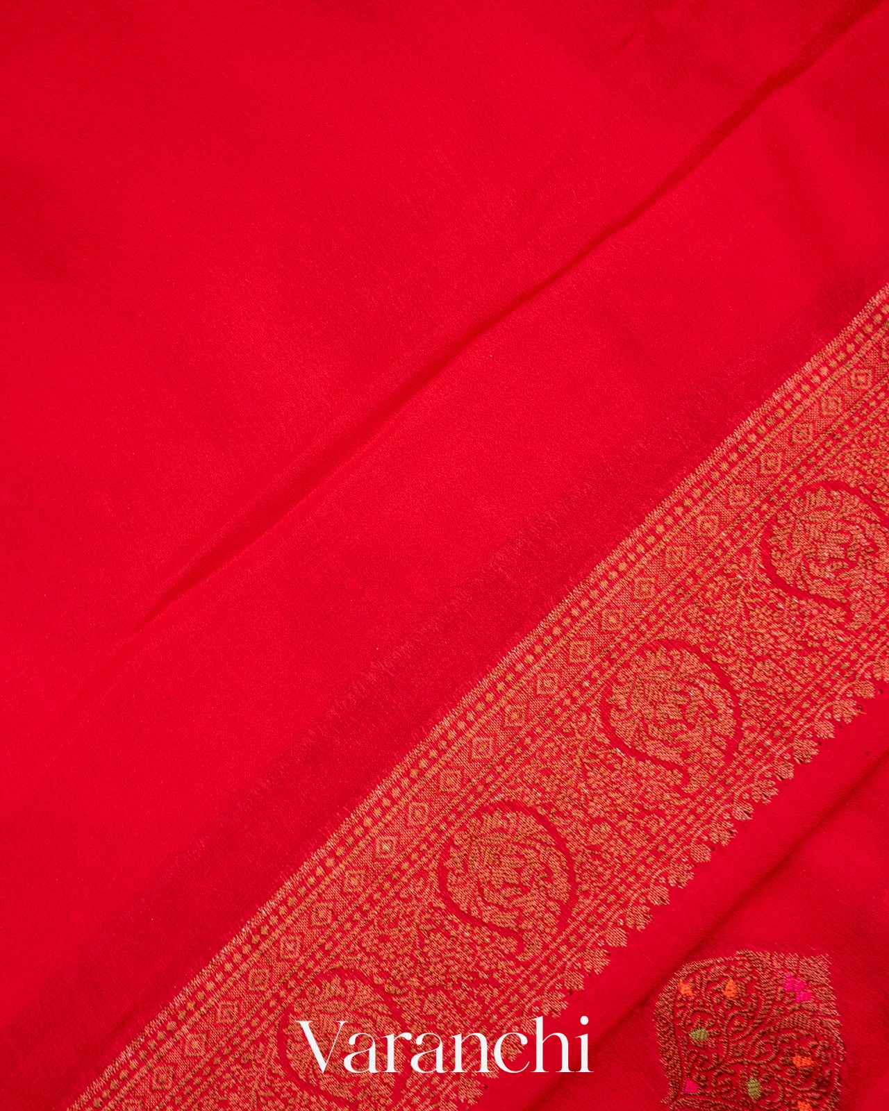Chilli Red Pure Chiffon Silk Saree