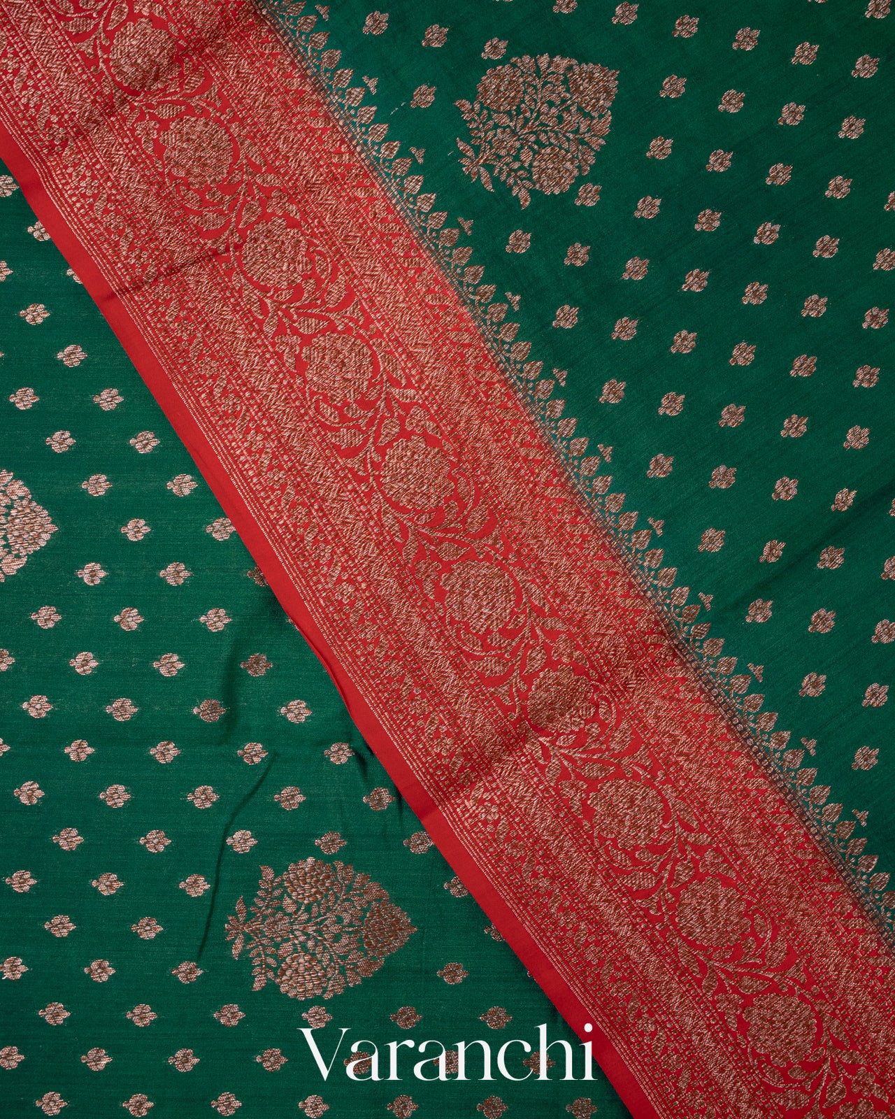 Forest Green Pure Chiniya Silk Handloom Saree
