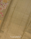 Deep Beige Floral Printed Pure Chiniya Silk Saree