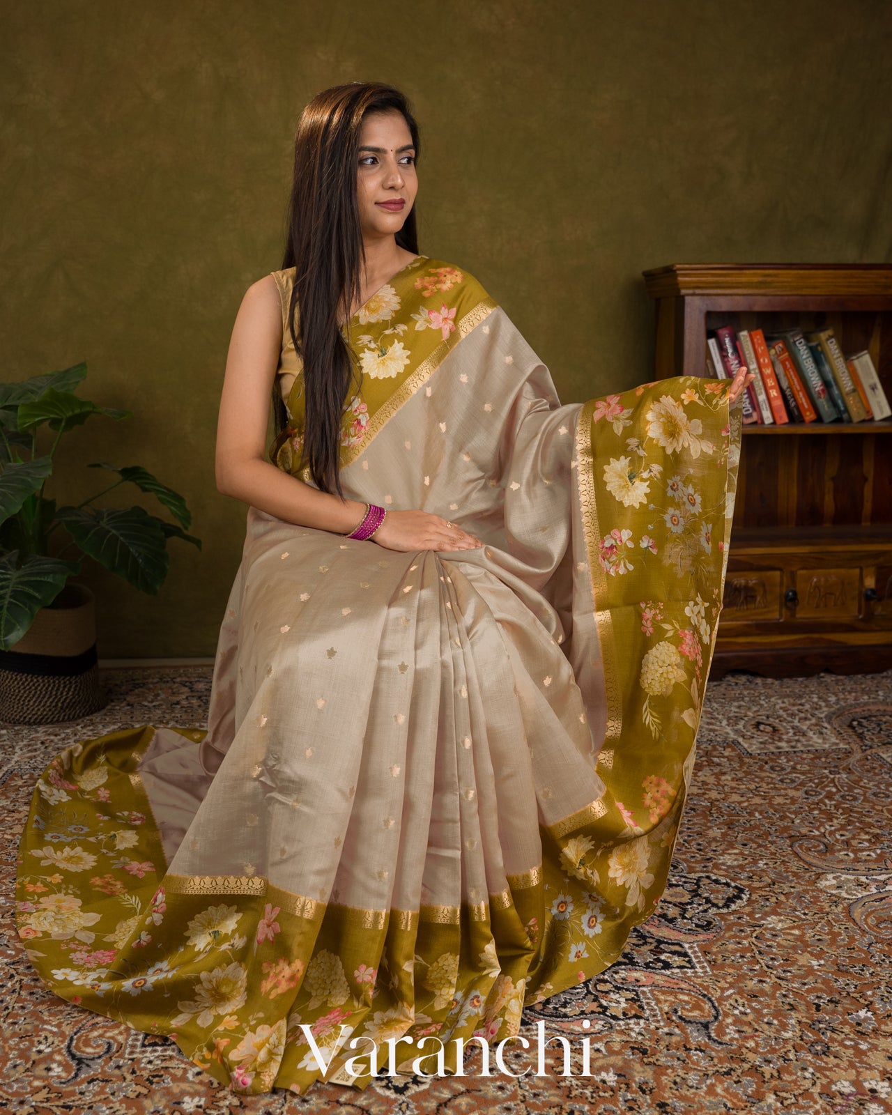 Mauve Pure Chiniya Silk Saree
