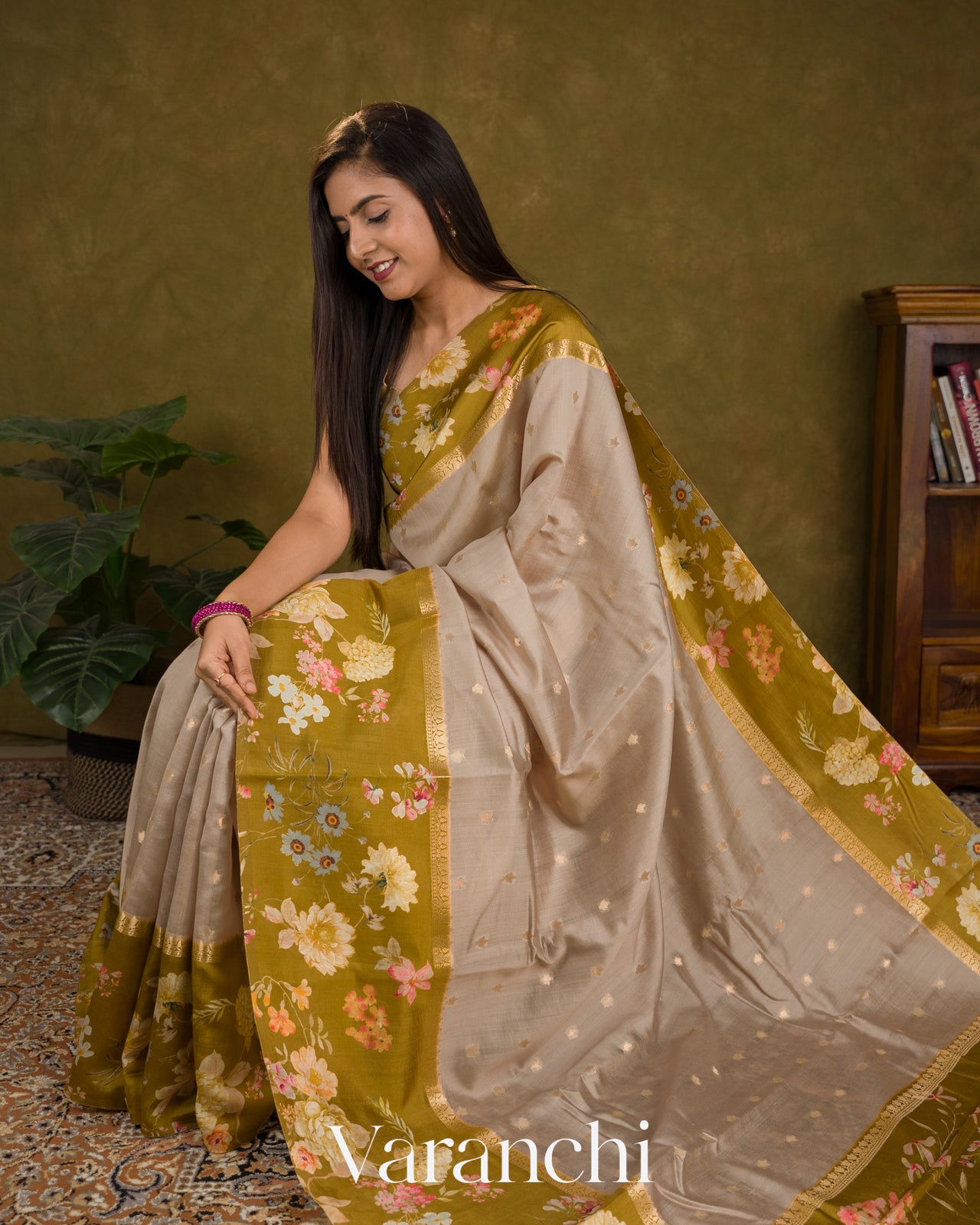 Mauve Pure Chiniya Silk Saree
