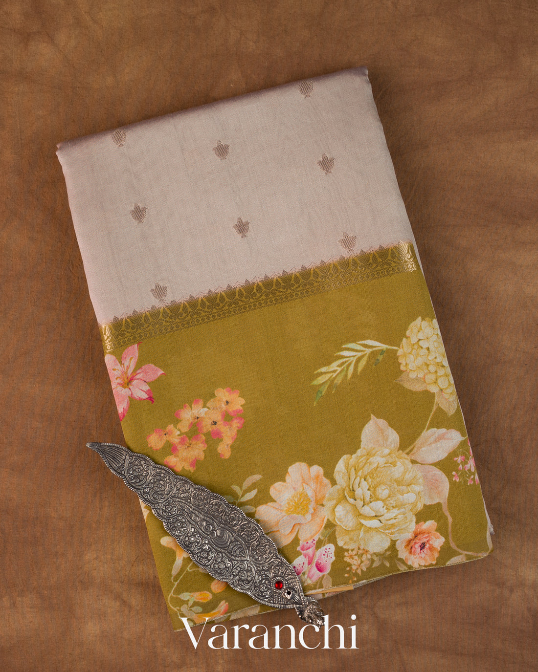 Mauve Pure Chiniya Silk Saree