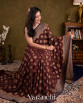 Chocolate Brown Pure Georgette Silk Saree