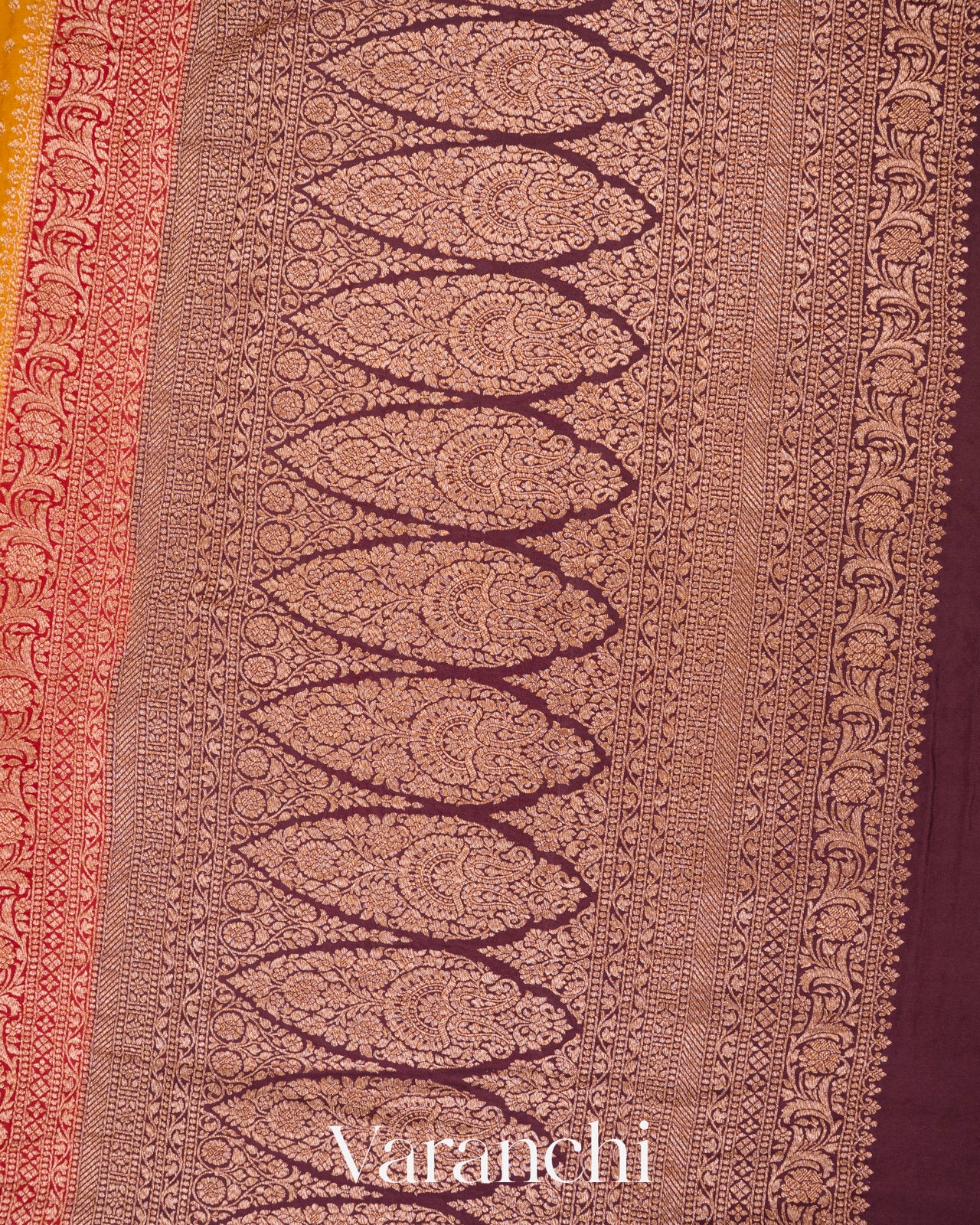 Mustard Yellow Pure Crepe Silk Handloom Saree