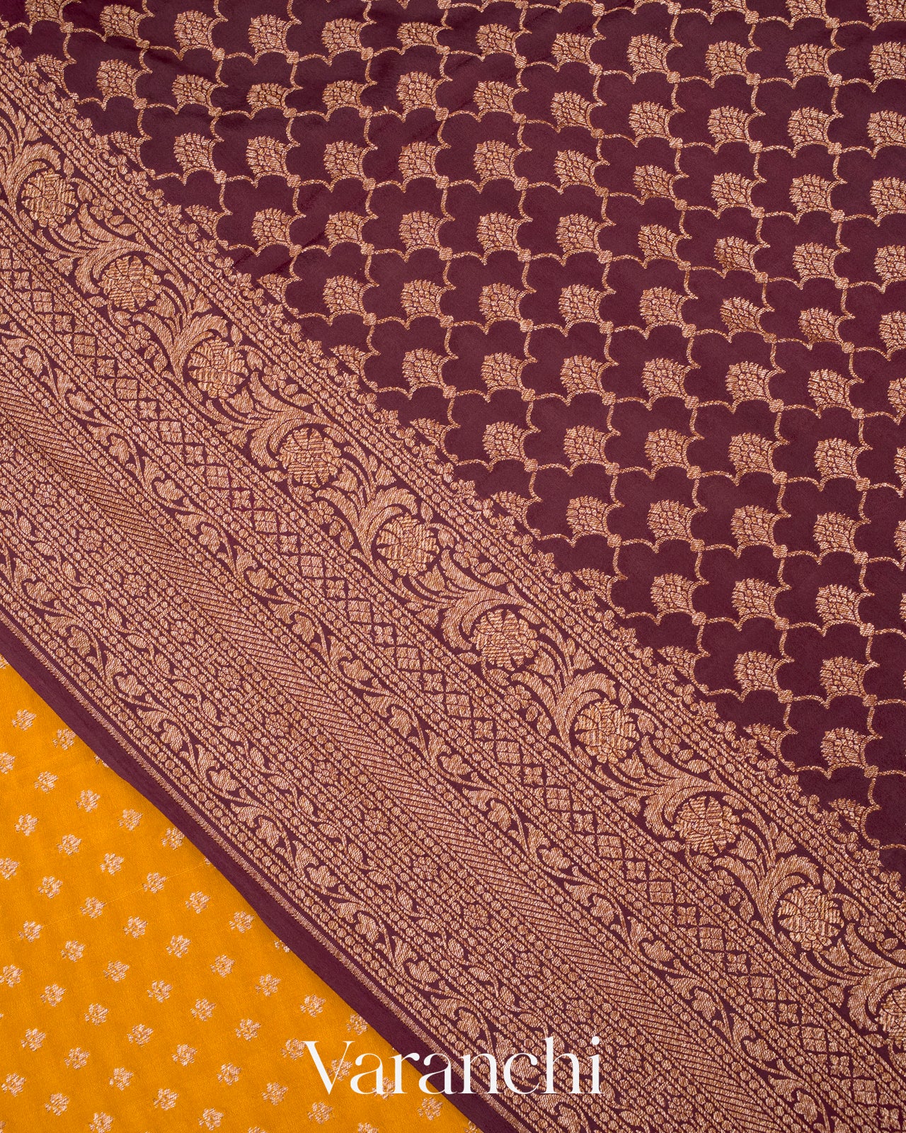 Mustard Yellow Pure Crepe Silk Handloom Saree
